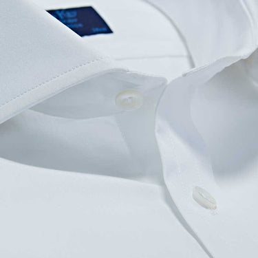 Classic Fit Plain White Cotton Poplin Shirt with Cut-away Collar & Two Button Cuff