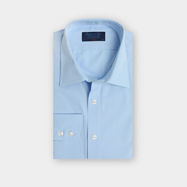 Classic Fit Plain Ice Blue Cotton Poplin Shirt with Classic Collar & Two Button Cuff