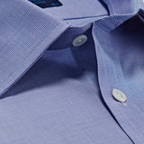 Classic Fit, Classic Collar, Double Cuff Shirt in a Plain Navy & White Micro Houndstooth Cotton