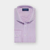 Contemporary Fit Lilac Prince of Wales Check Cotton Shirt with Cut-away Collar & Two Button Cuff