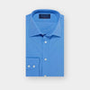 Contemporary Fit Plain Deep Blue Cotton Poplin Shirt with Classic Collar & Two Button Cuff