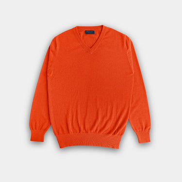 Orange Gloss V-Neck Cashmere Sweater