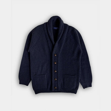 Blue Camel Hair Shawl Collar Cardigan