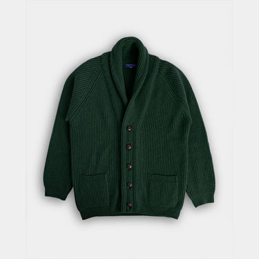 Green Camel Hair Shawl Collar Cardigan