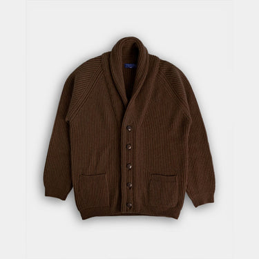 Brown Camel Hair Shawl Collar Cardigan