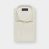 Contemporary Fit Plain Cream Cotton Poplin Shirt with Classic Collar & Double Cuff