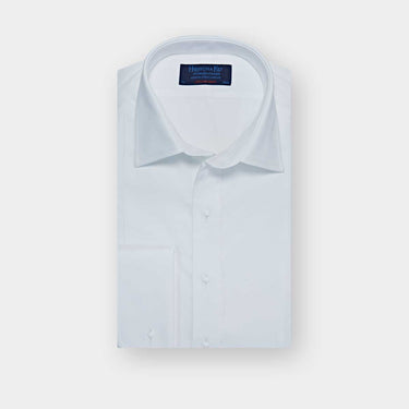 Contemporary Fit Marcella Front White Cotton Poplin Dress Shirt with Classic Collar & Double Cuff