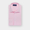 Classic Fit Pink Fine Bengal Stripe Cotton Poplin Shirt with Classic Collar & Two Button Cuff