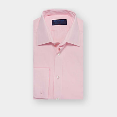 Classic Fit Plain Pink End-on-End Cotton Shirt with Classic Collar & Double Cuff