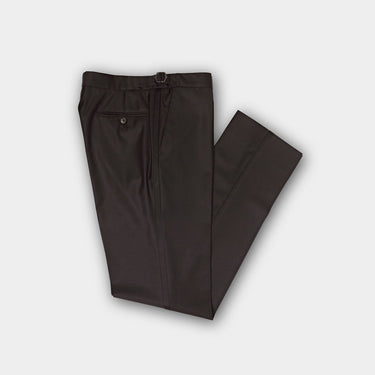 Plain Black Wool Evening Trousers with Satin Stripe