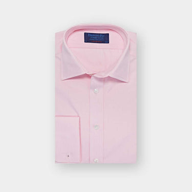 Contemporary Fit Pink End-on-End Cotton Shirt with Classic Collar & Double Cuff