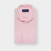 Classic Fit Plain Pink End-on-End Cotton Shirt with Cut-away Collar & Double Cuff