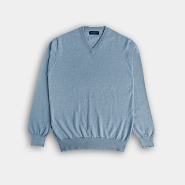 Light Blue V-Neck Cashmere Sweater