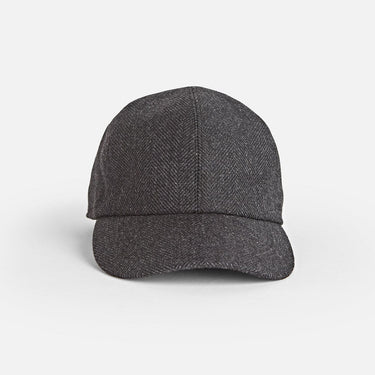 Black Herringbone Loro Piana Storm System Wool Baseball Cap