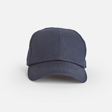 Navy Hopsack Linen Baseball Cap