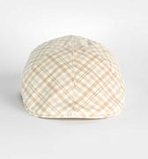 Beige & Cream Open Check Cotton & Linen Roma Cap