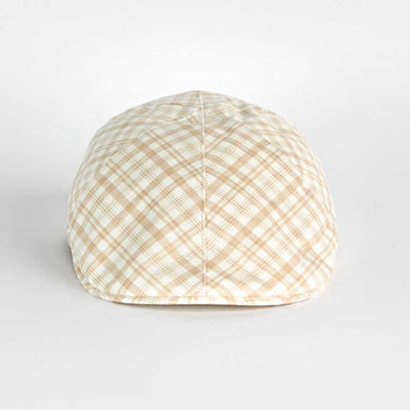 Beige & Cream Open Check Cotton & Linen Roma Cap