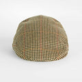 Beige & Green Houndstooth Check Wool Flat Cap