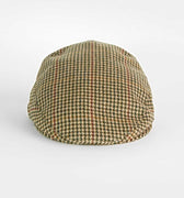 Beige & Green Houndstooth Check Wool Flat Cap