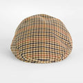 Beige, Navy & Red Houndstooth Check Wool Flat Cap