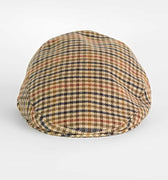 Beige, Navy & Red Houndstooth Check Wool Flat Cap