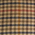 Beige, Navy & Red Houndstooth Check Wool Flat Cap