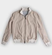 Beige Stripe Cotton Doria Lightweight Bomber Jacket