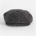 Black & Grey Heavyleight Herringbone Donegal Tweed Woollen Gatsby Cap