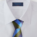 Blue, Green & Navy Block Stripe Silk Tie