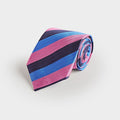 Blue, Pink & Navy Block Stripe Silk Tie