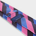 Blue, Pink & Navy Block Stripe Silk Tie