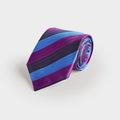 Blue, Purple & Navy Block Stripe Silk Tie