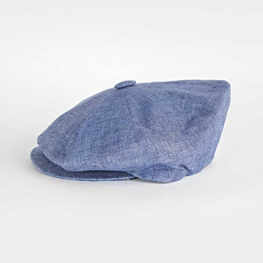 Blue Textured Linen Gatsby Cap