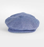 Blue Textured Linen Gatsby Cap