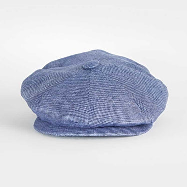 Blue Textured Linen Gatsby Cap