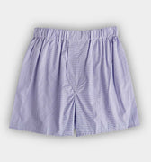 Blue & White Micro Check Cotton Poplin Boxer Shorts