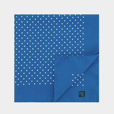 Blue & White Spot Silk Pocket Square