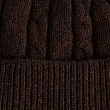 Brown Cable Knit Cashmere Beanie