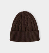 Brown Cable Knit Cashmere Beanie