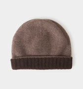 Brown & Dark Brown Reversible Cashmere Beanie