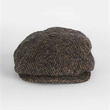 Brown Large Herringbone Donegal Tweed Pure Wool Gatsby Cap