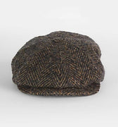 Brown Large Herringbone Donegal Tweed Pure Wool Gatsby Cap