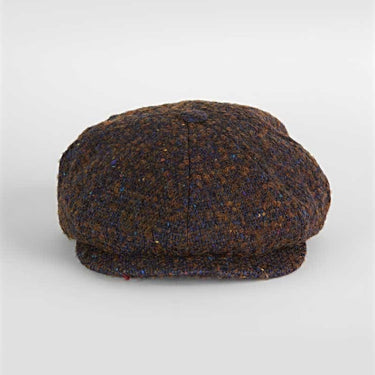 Brown Large Pick & Pick Donegal Tweed Pure Wool Gatsby Cap