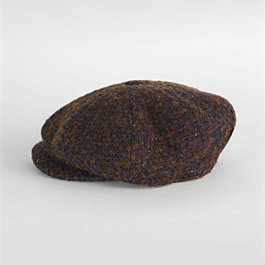 Brown Large Pick & Pick Donegal Tweed Pure Wool Gatsby Cap