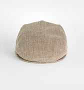 Brown Micro Herringbone Cotton & Linen Mix Flat Cap