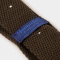 Brown & White Spot Knitted Cashmere Tie