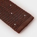 Brown & White Spot Knitted Silk Tie