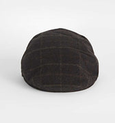 Brown With a Cream & Orange Overcheck Loden Flat Cap