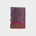 Burgundy & Green Paisley Printed Silk Scarf