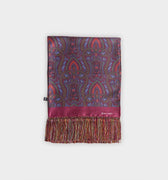 Burgundy & Green Paisley Printed Silk Scarf